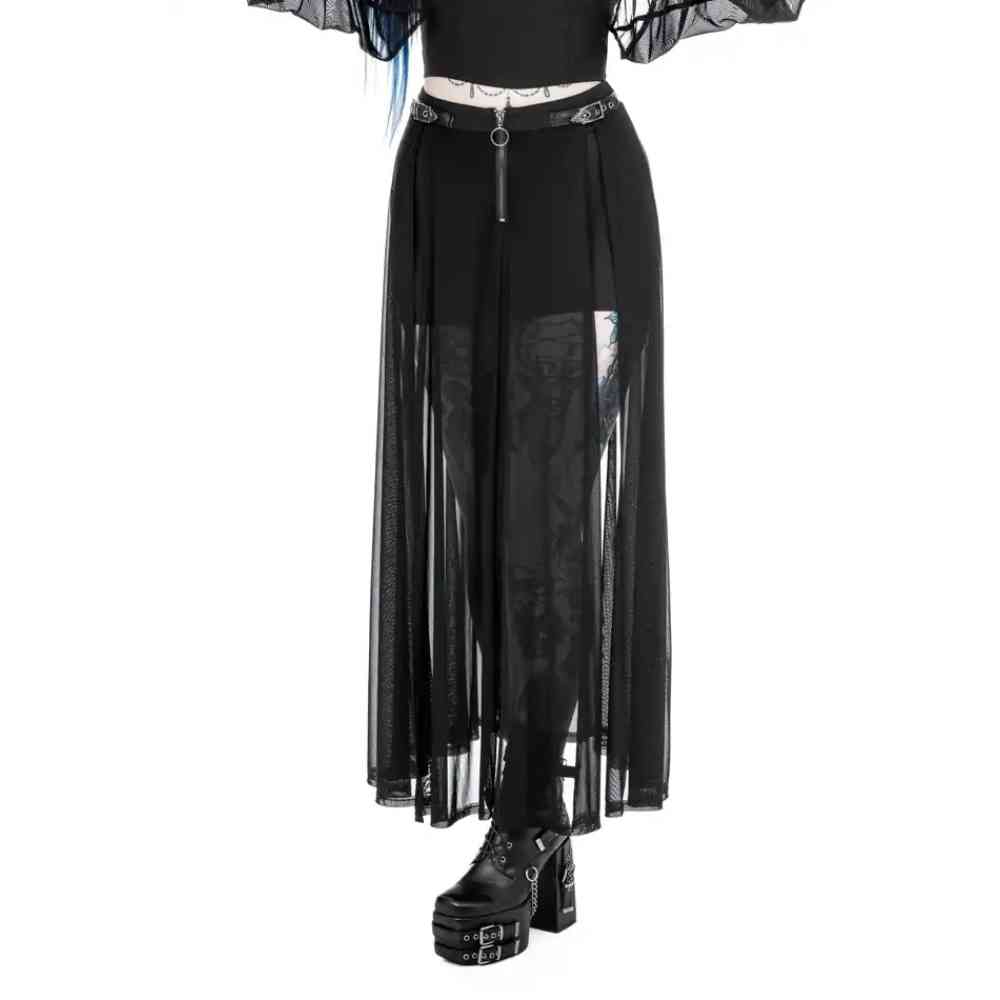 Restyle - Shadows Maxi Long Skirt - Black